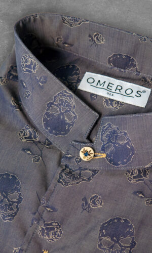 OMEROS® USA Shirt - Grey Blue Skulls